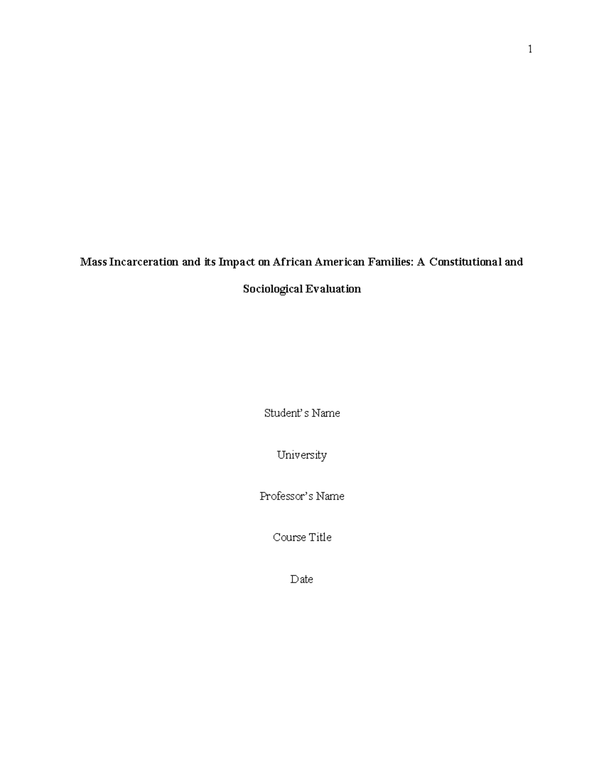 Mass Incarceration and its Impact on African American Families ...