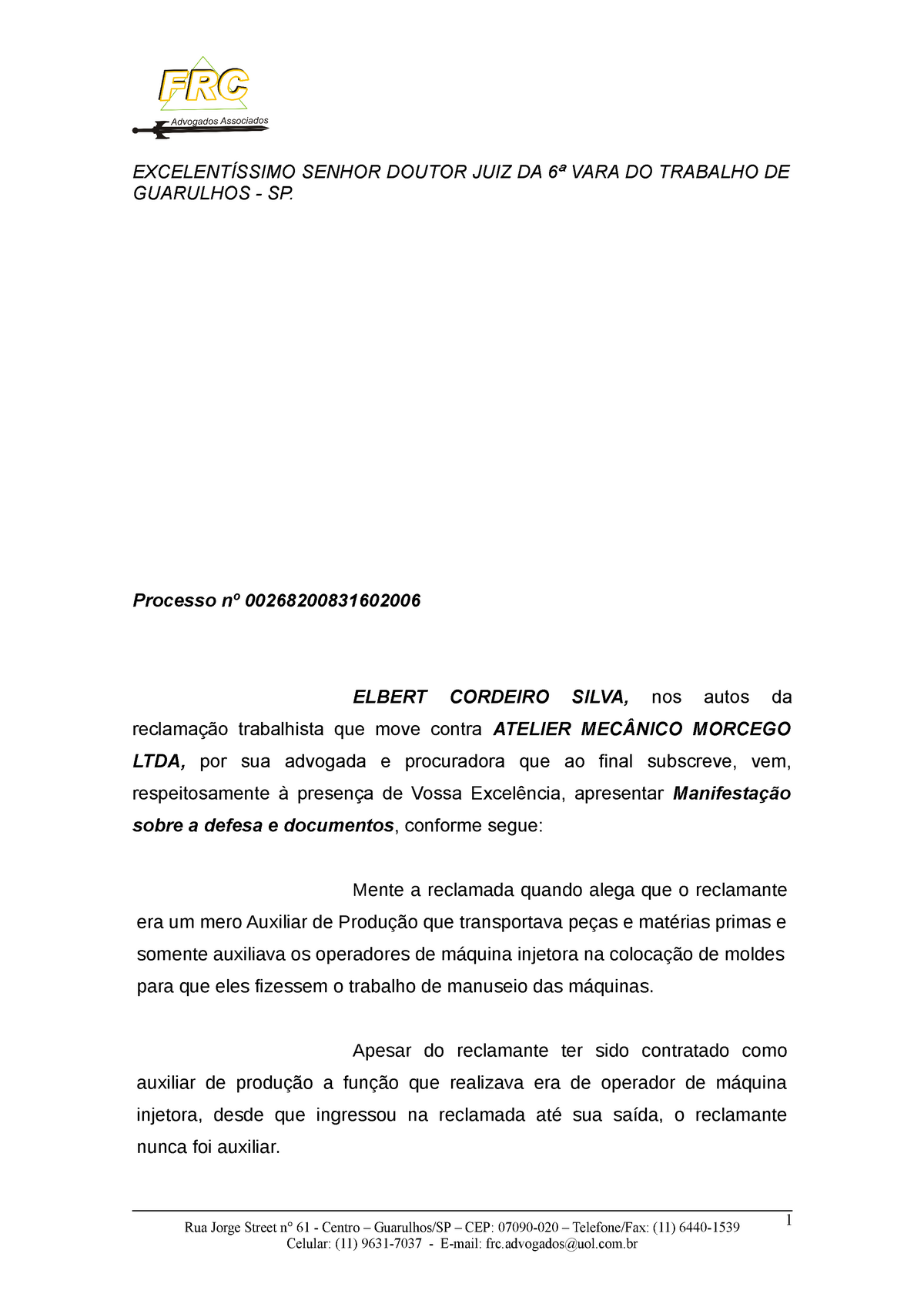 Manifestação Modelo de peça prática processual nos moldes da legislação vigente Studocu