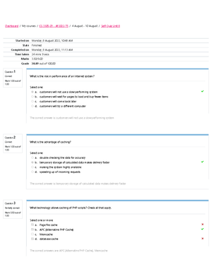 Graded Quiz Unit 6: Attempt review:CS3305 - Question 1 Correct Mark 1 ...