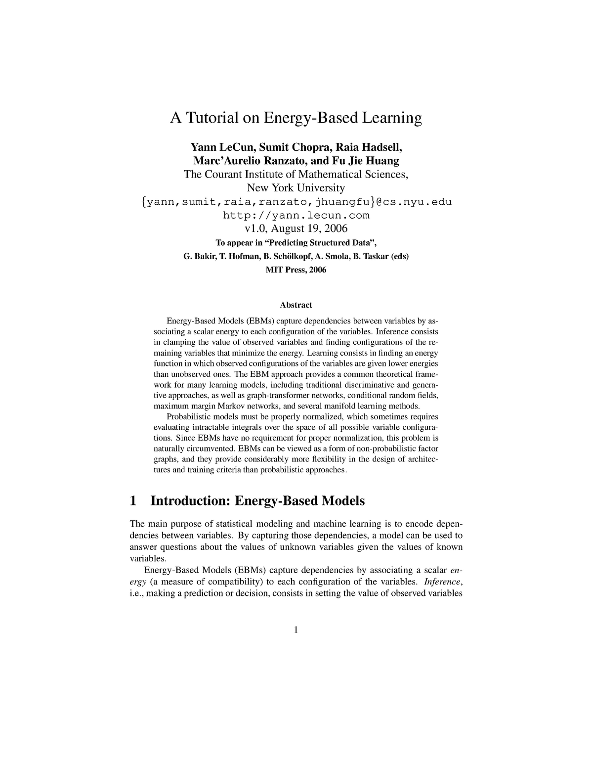 A Tutorial On Energy Based Learning For Beginners - A Tutorial On ...