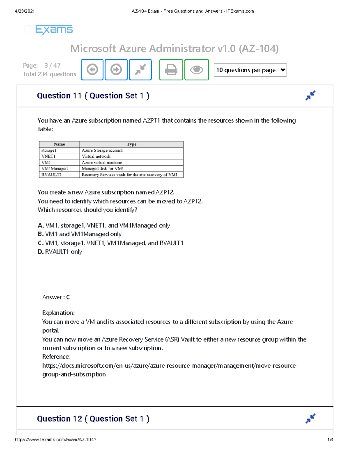 AZ-104 Exam - Free Questions And Answers - ITExams - Microsoft Azure ...