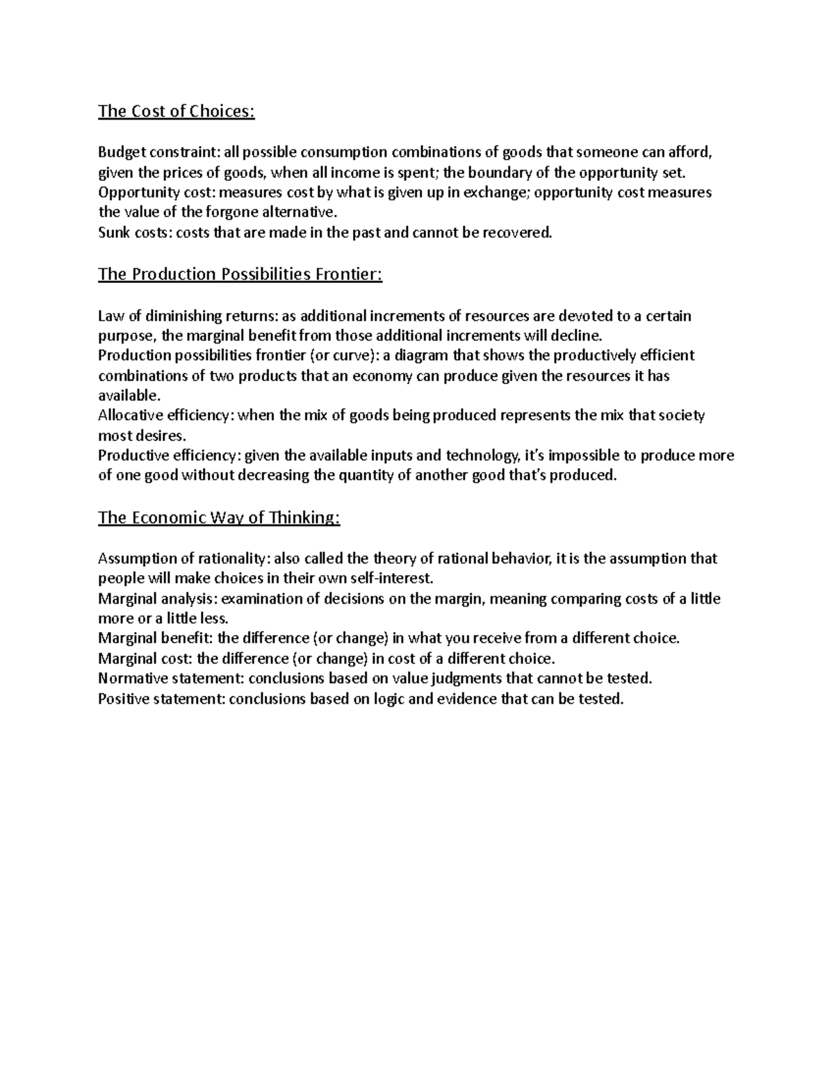 Module 2 - Scarcity - Notes - The Cost of Choices: Budget constraint ...