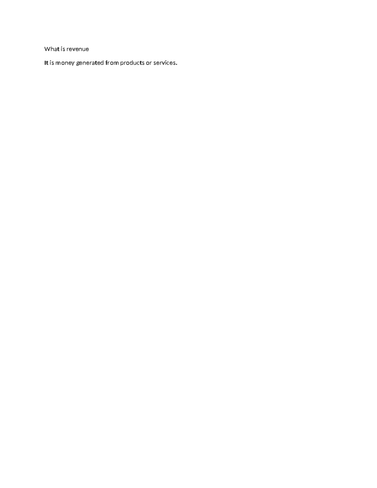Answers - MATH 110 - What is revenue It is money generated from ...