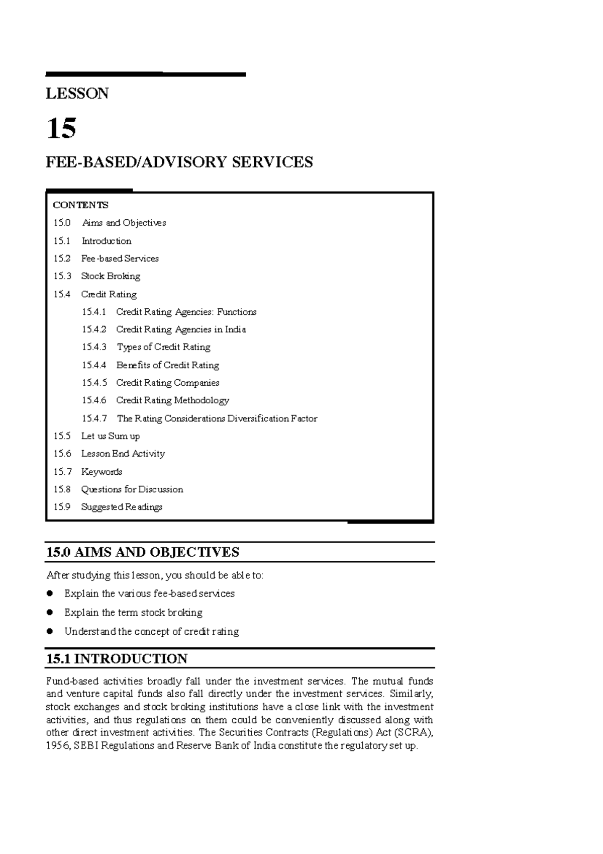 FEE Based OR Advisory Services LESSON FEEbased/Advisory Services 15