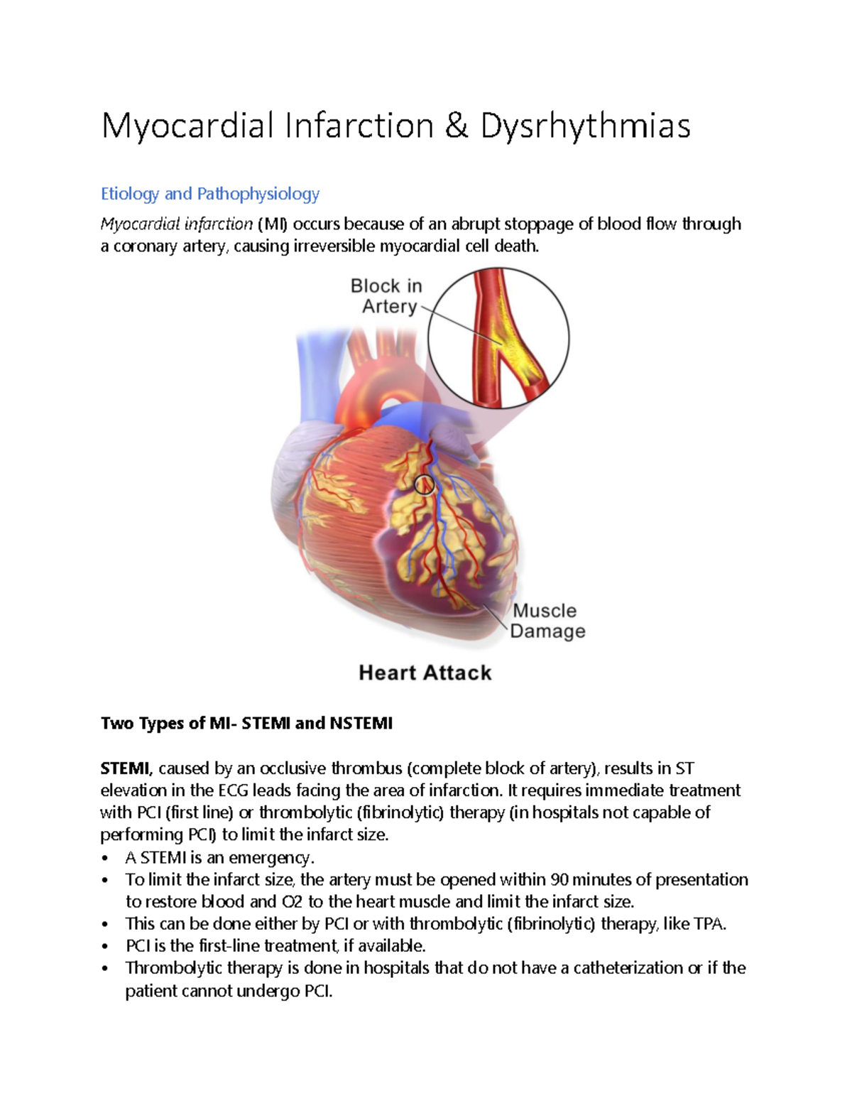 Class Notes-MI Dysrhythmias - Myocardial Infarction & Dysrhythmias ...