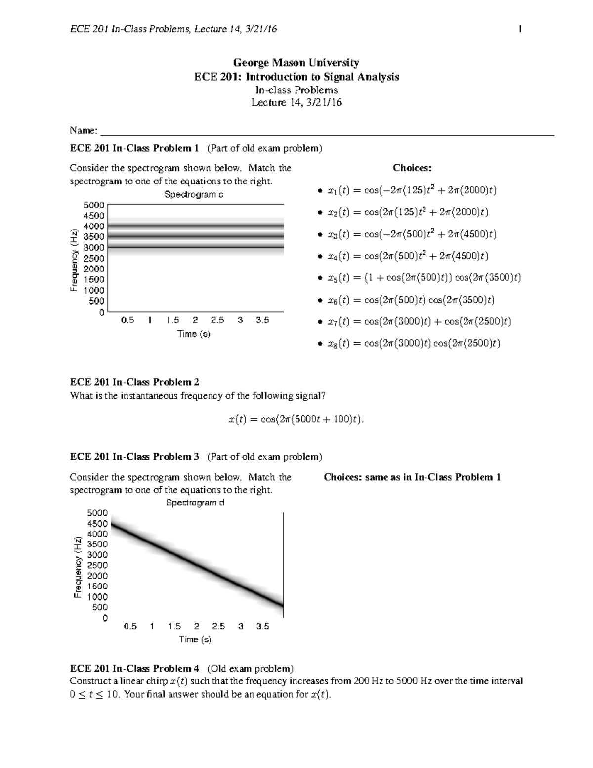 Problems In-class Lecture 14 - ECE 201 Problems, Lecture 14, ECE 201 ...