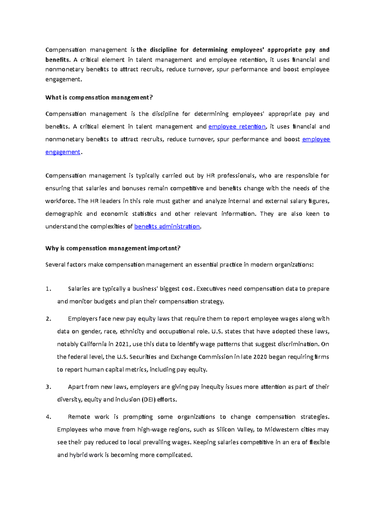 Compensation Management - A critical element in talent management and ...