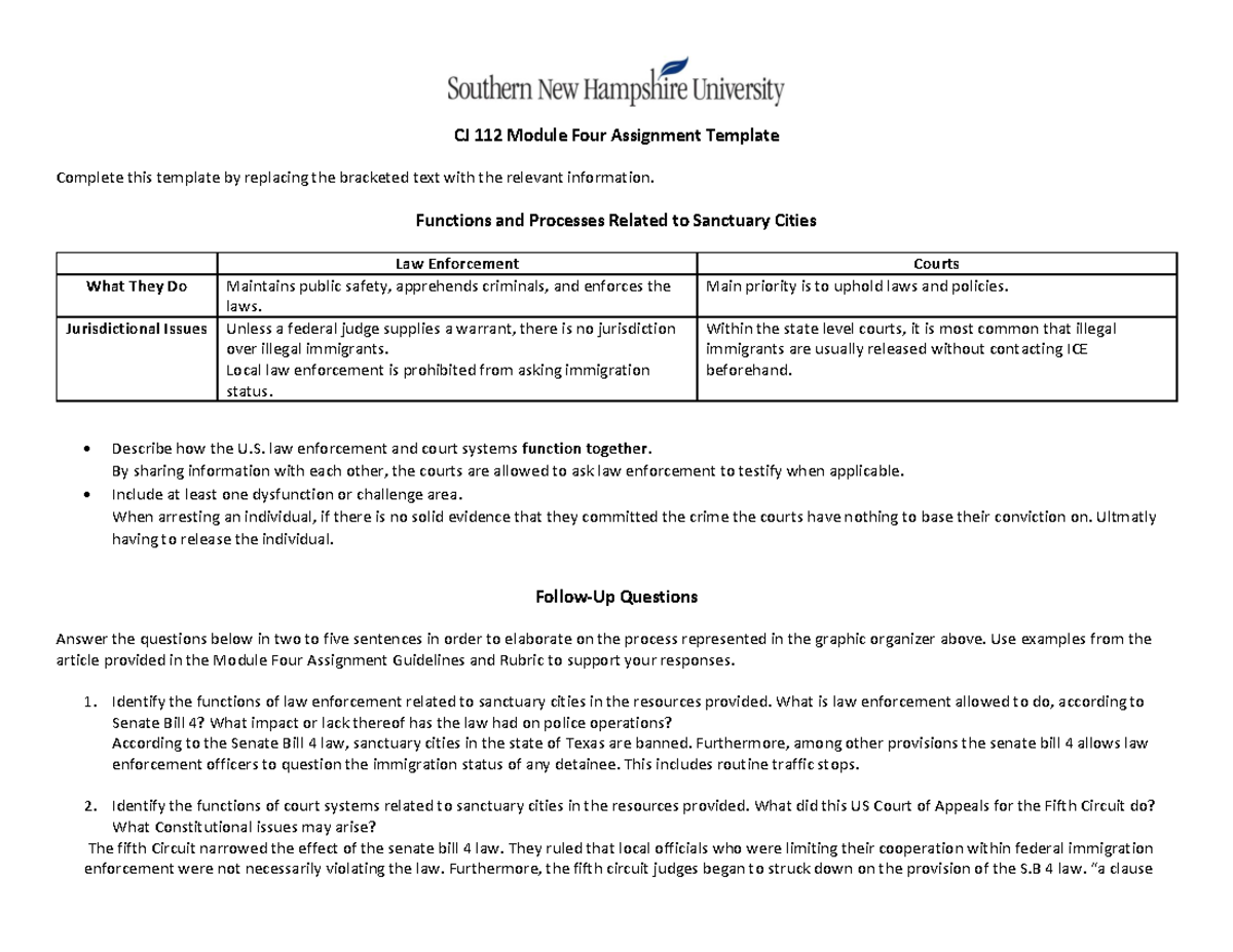 CJ 112 Module Four Assignment Template - CJ 112 Module Four Assignment ...