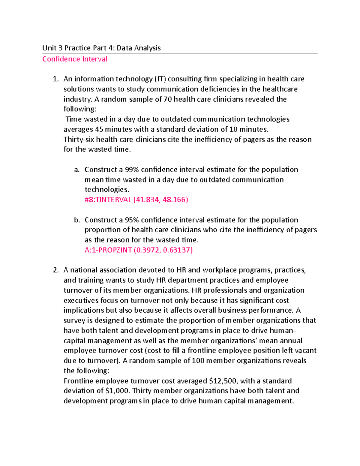 Unit 3 Practice Part 4 - Unit 3 Practice Part 4: Data Analysis ...