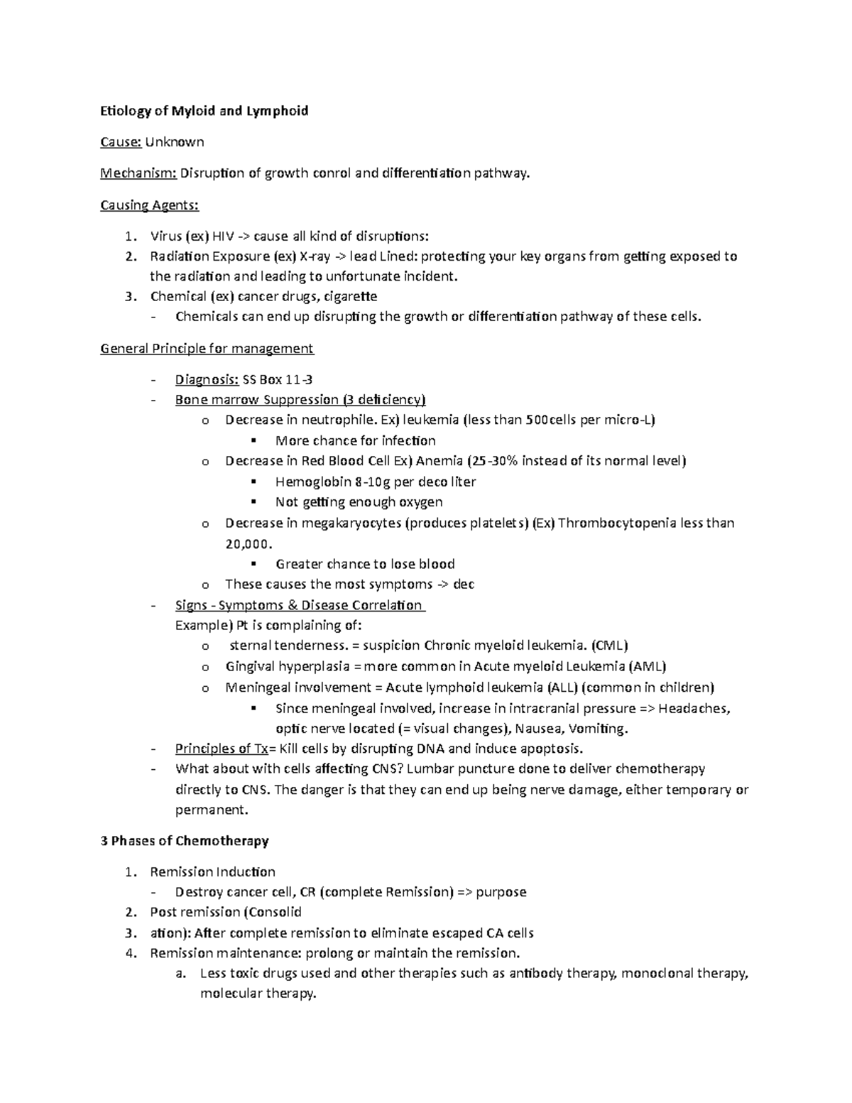 CH 11 Malignant Disorders to white Blood Cell - Etiology of Myloid and ...