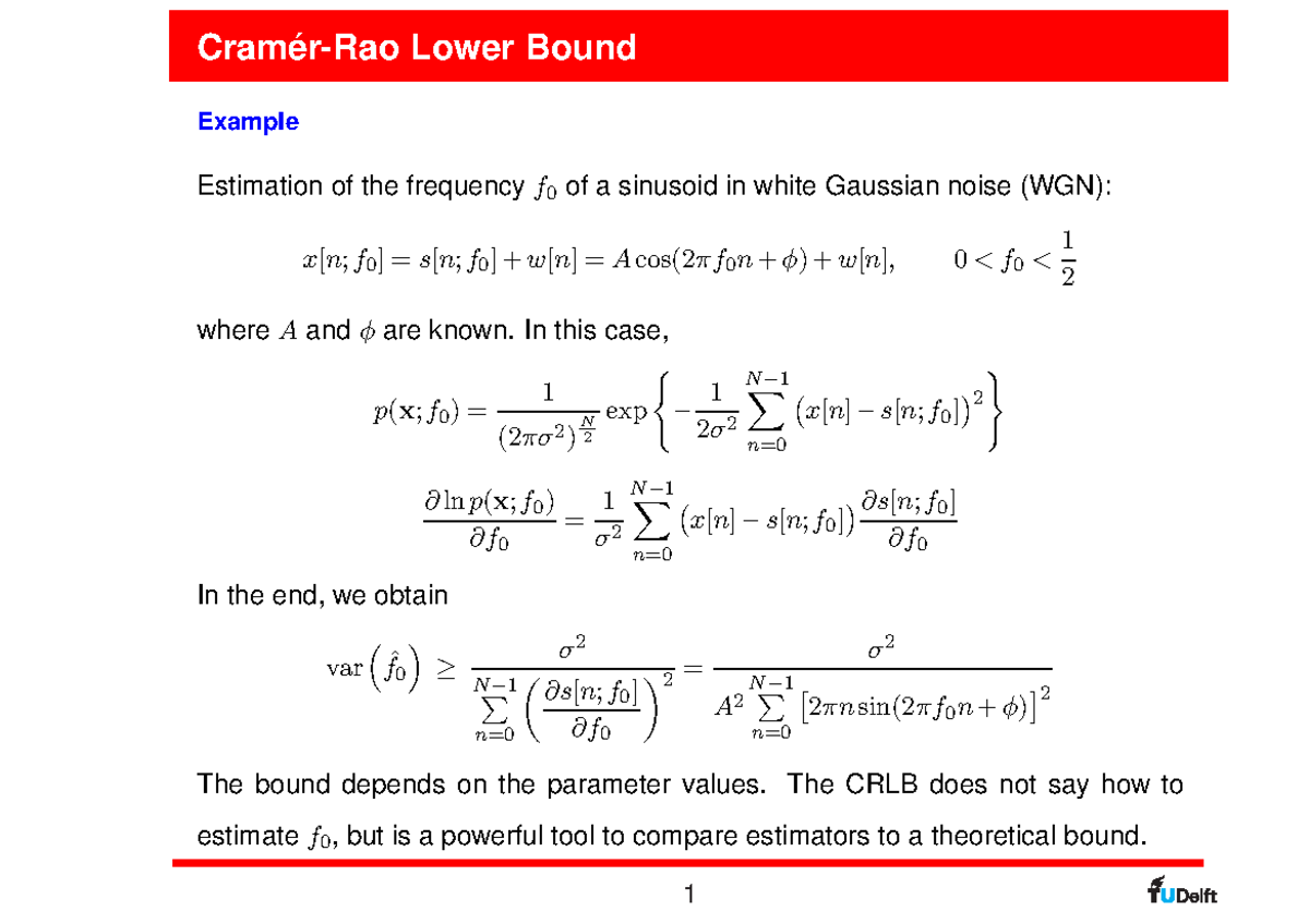 Cramer Rao Lower Bounds – Inégalité De Cramer Rao – PJSN