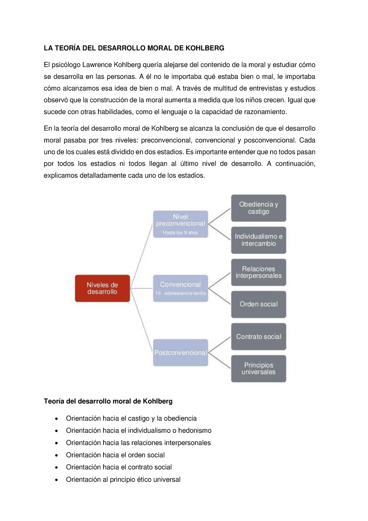 La Teoría Del Desarrollo Moral De Kohlberg La TeorÍa Del Desarrollo Moral De Kohlberg El