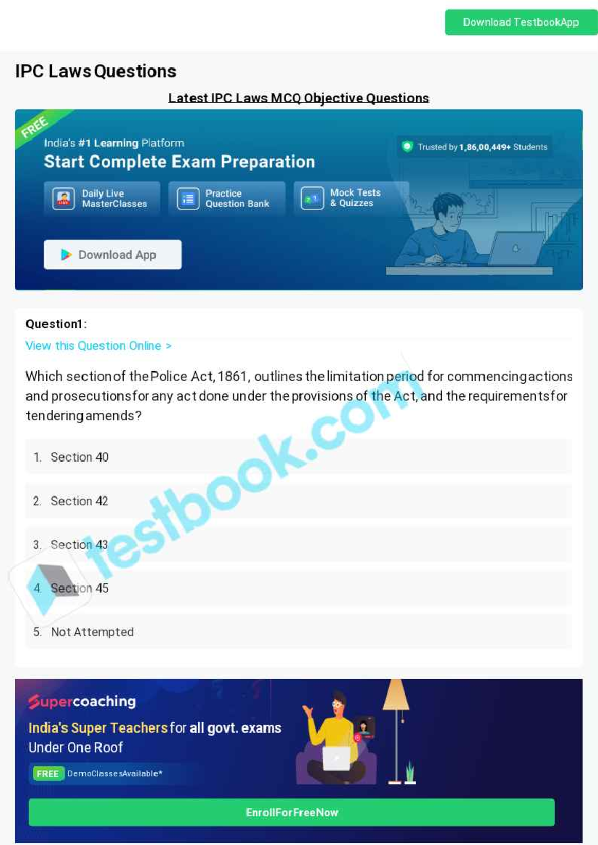 Mcq on ipc laws 5eea6a0839140 f30f369d862 - Download TestbookApp IPC ...