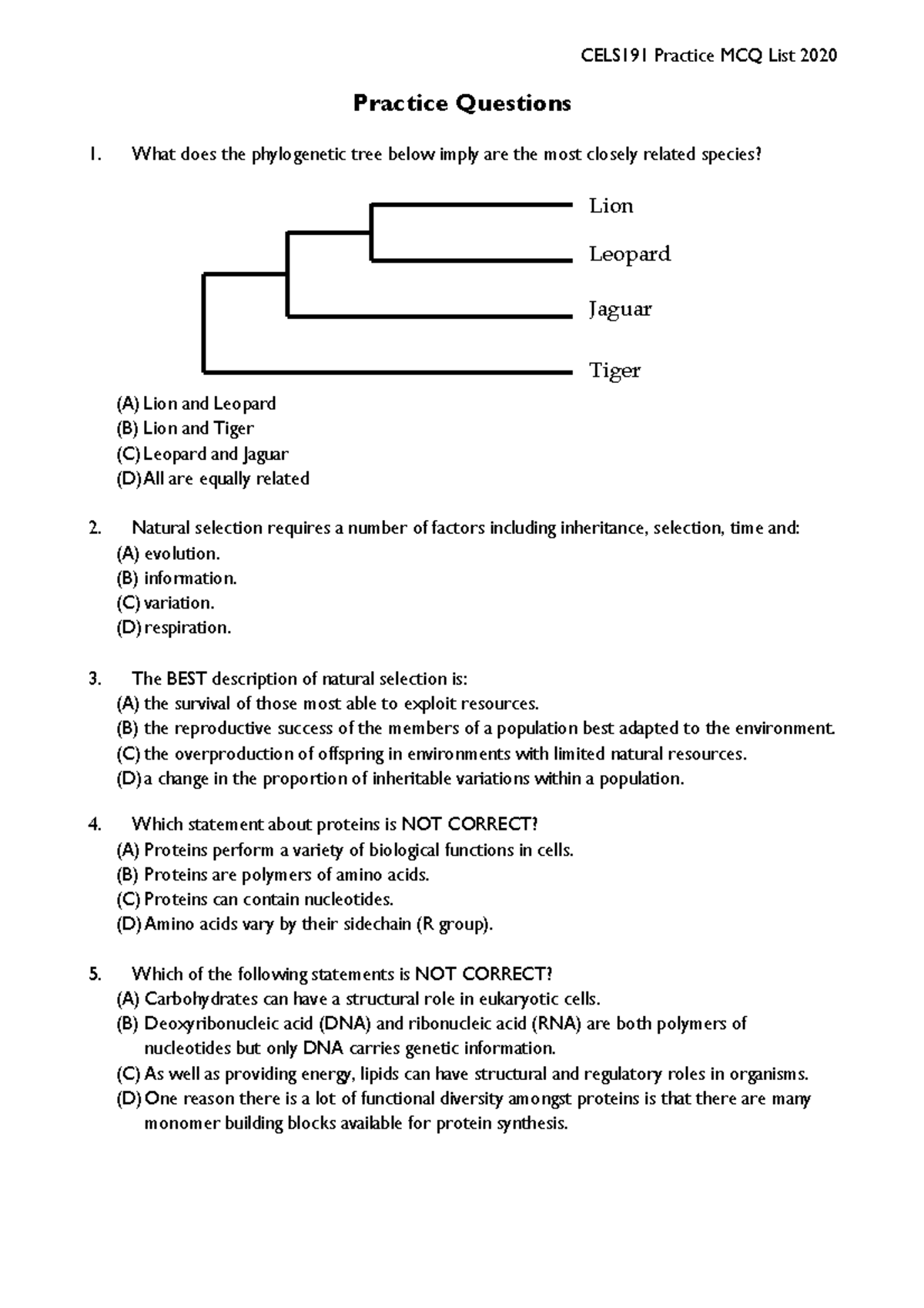 Cells Practice Questions - Practice Questions What does the ...