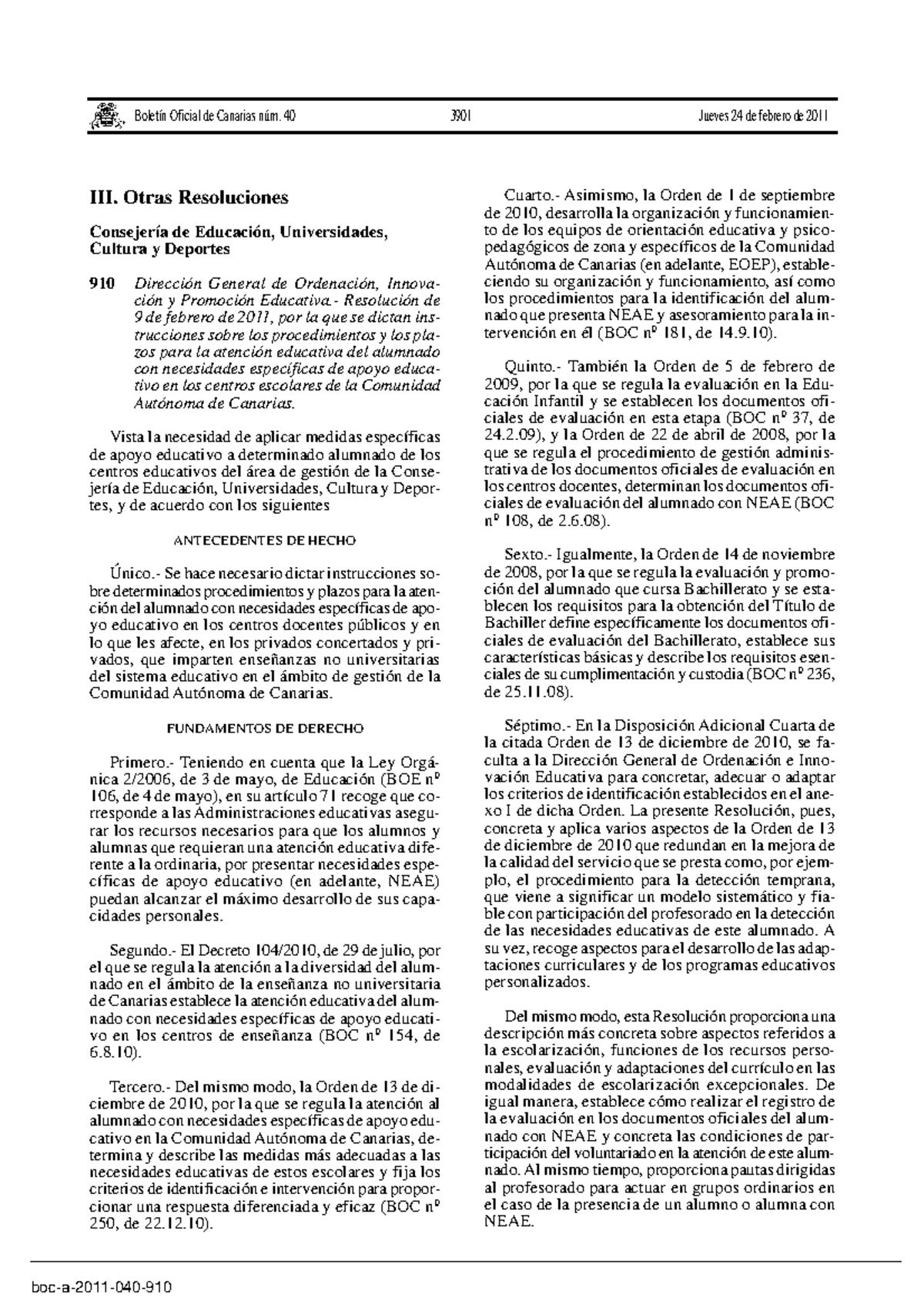 Boc-a-2011-040-910 Febrero 24 - III. Otras Resoluciones Consejería De ...