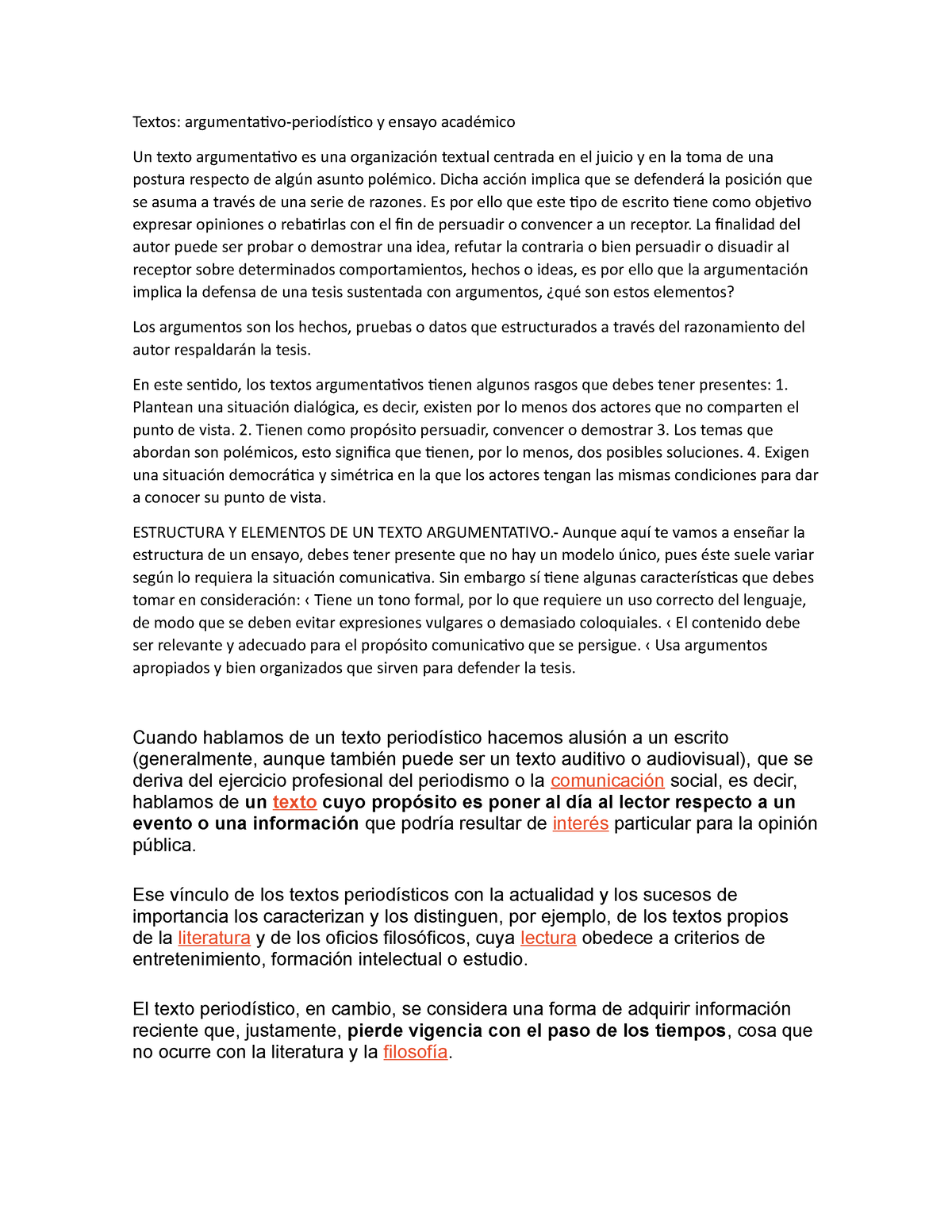 Textos Examen Facu Textos Argumentativo Periodístico Y Ensayo Académico Un Texto 8520