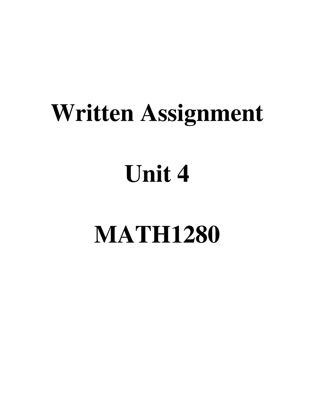 written assignment unit 4 math 1280