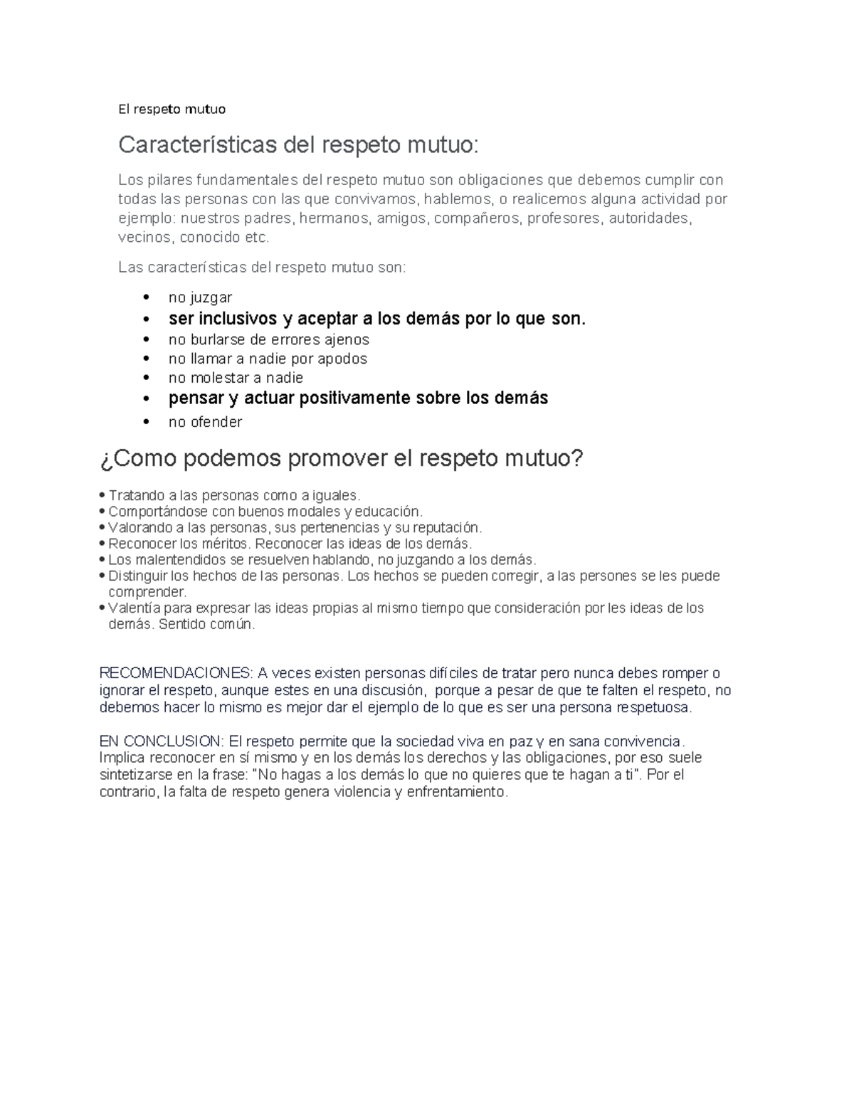 El respeto mutuo - un poco de apuntes de clases de dhi - El respeto ...