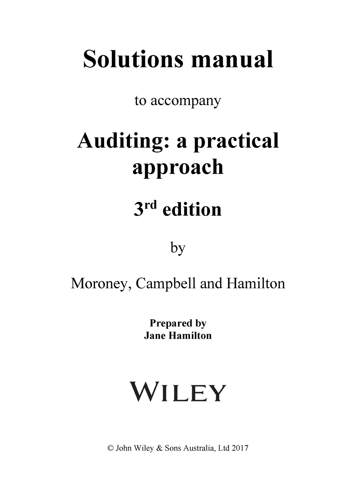 Auditing Textbook Answers - Solutions Manual To Accompany Auditing: A ...