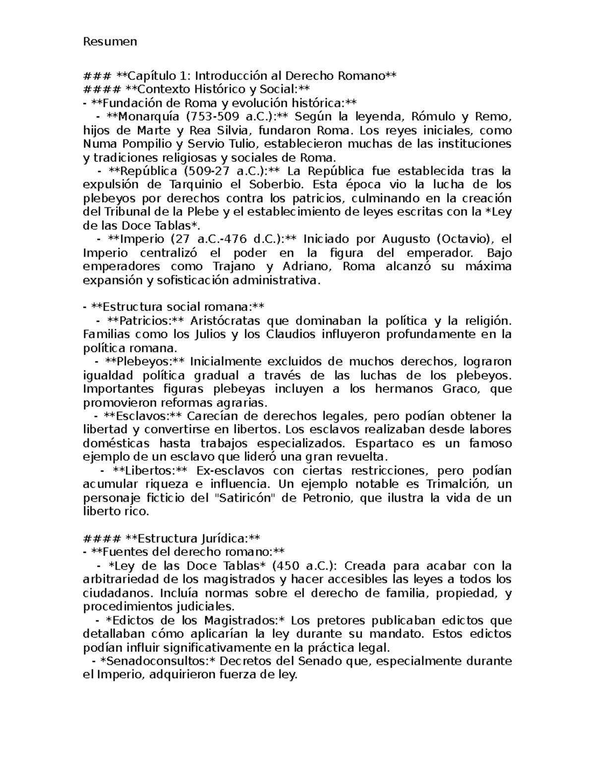 Libro de romano resumen - Capítulo 1: Introducción al Derecho Romano ...