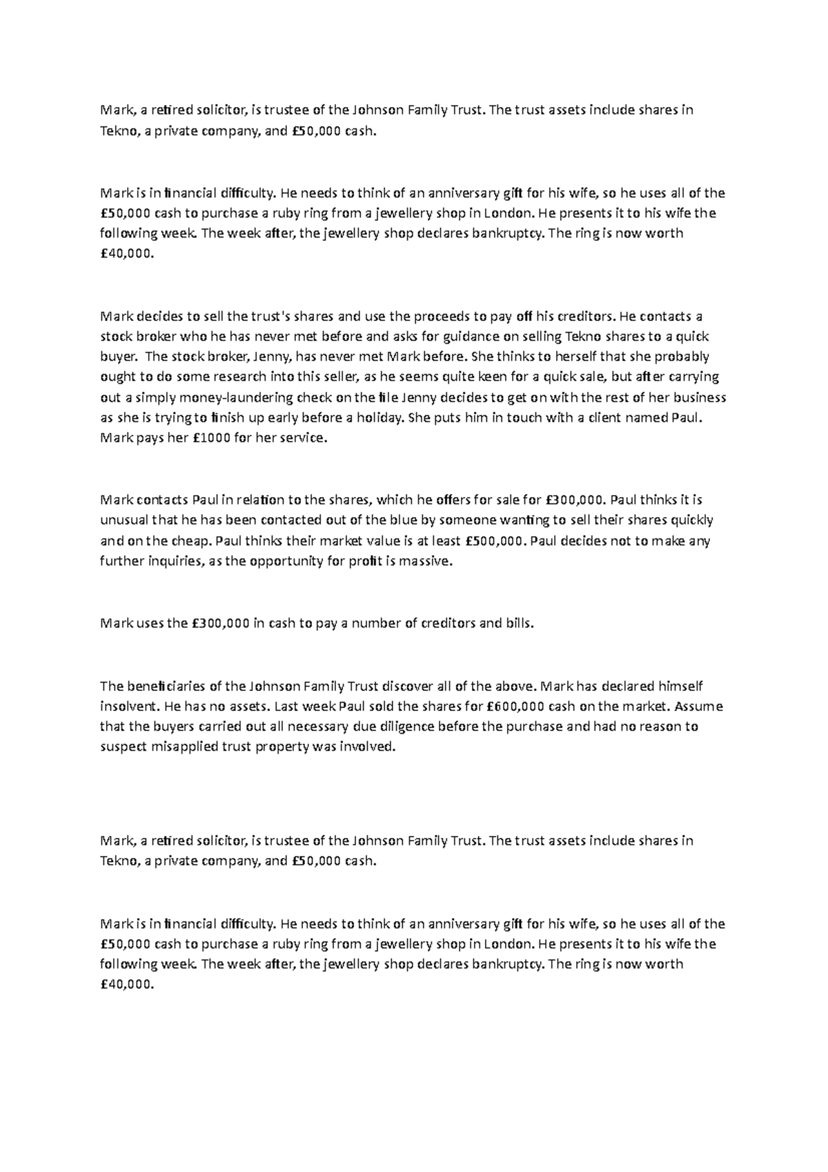 example PQ dec 7th in person Mark, a retired solicitor, is