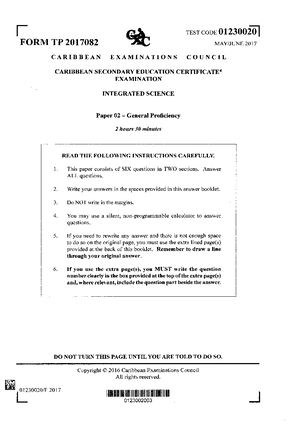 Social Studies Paper 2 July 2021 - CSEC Integrated Science - Studocu