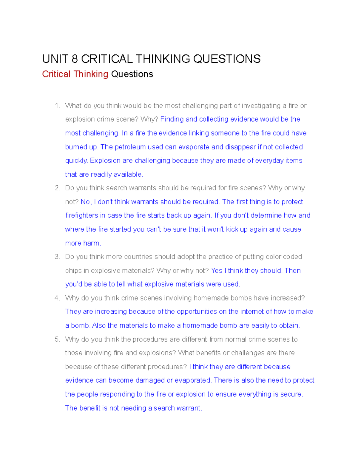 unit 8 critical thinking questions