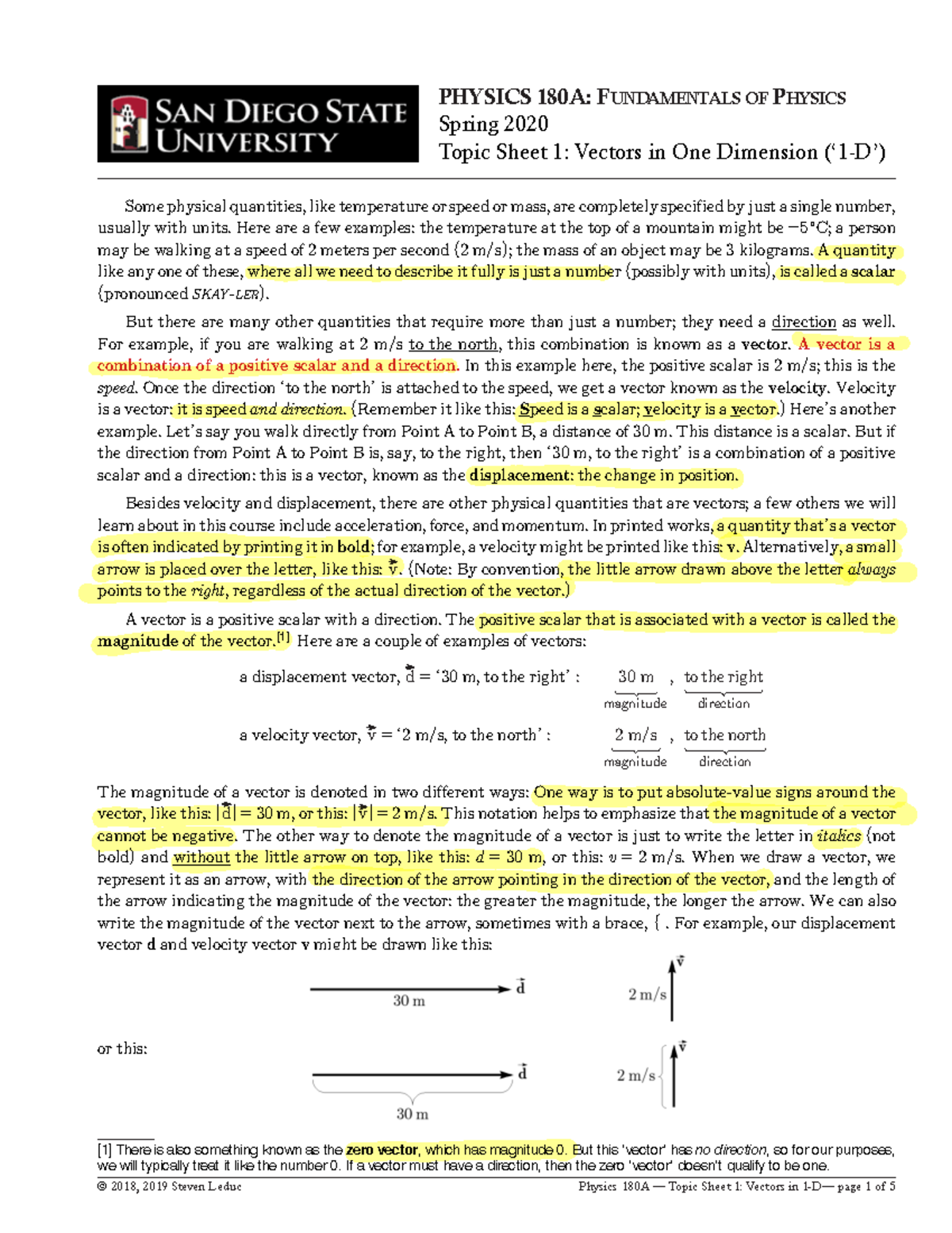 Topic Sheet 1 - Lecture notes 1 - ####### PHYSICS 180A: Fundamentals of ...