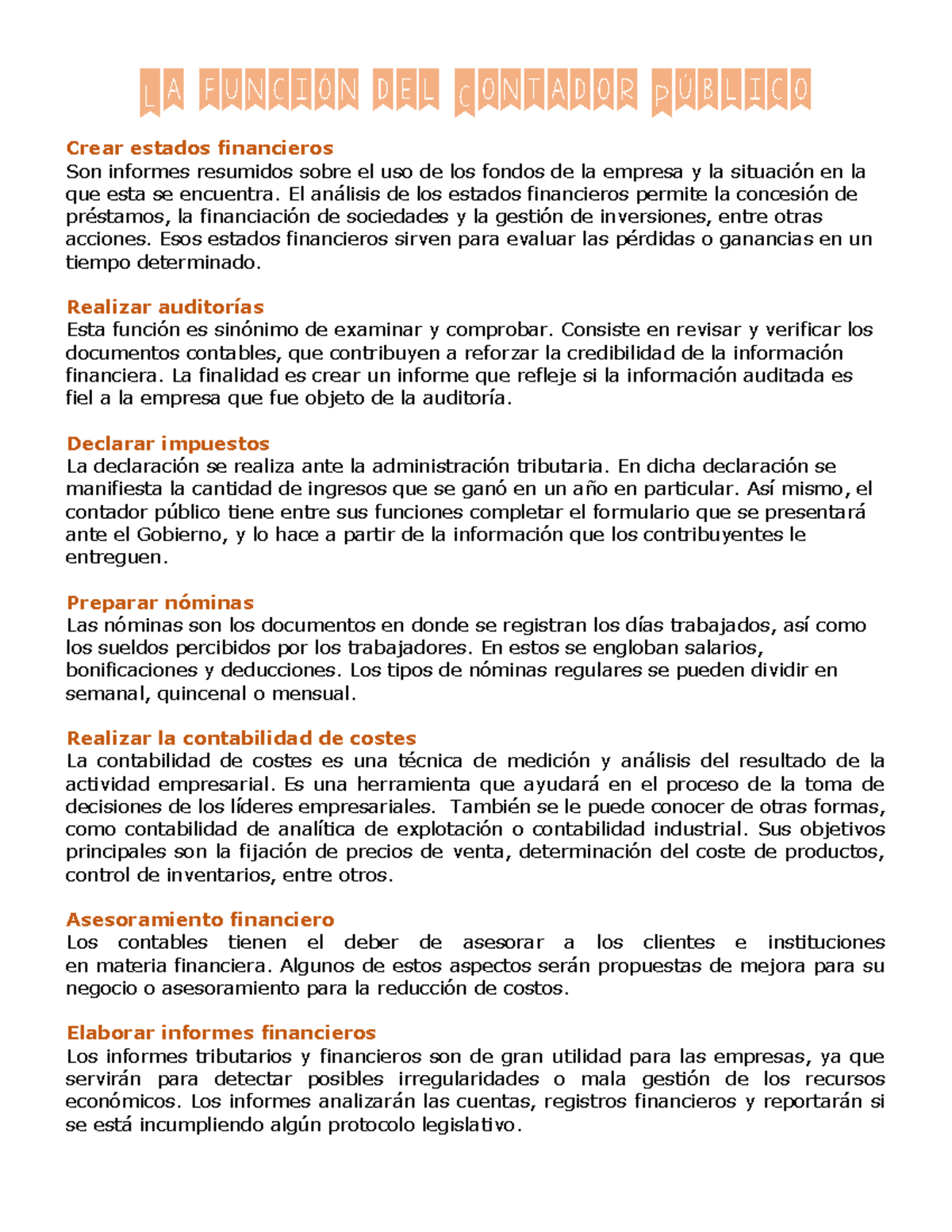 Contador Público La función del Contador