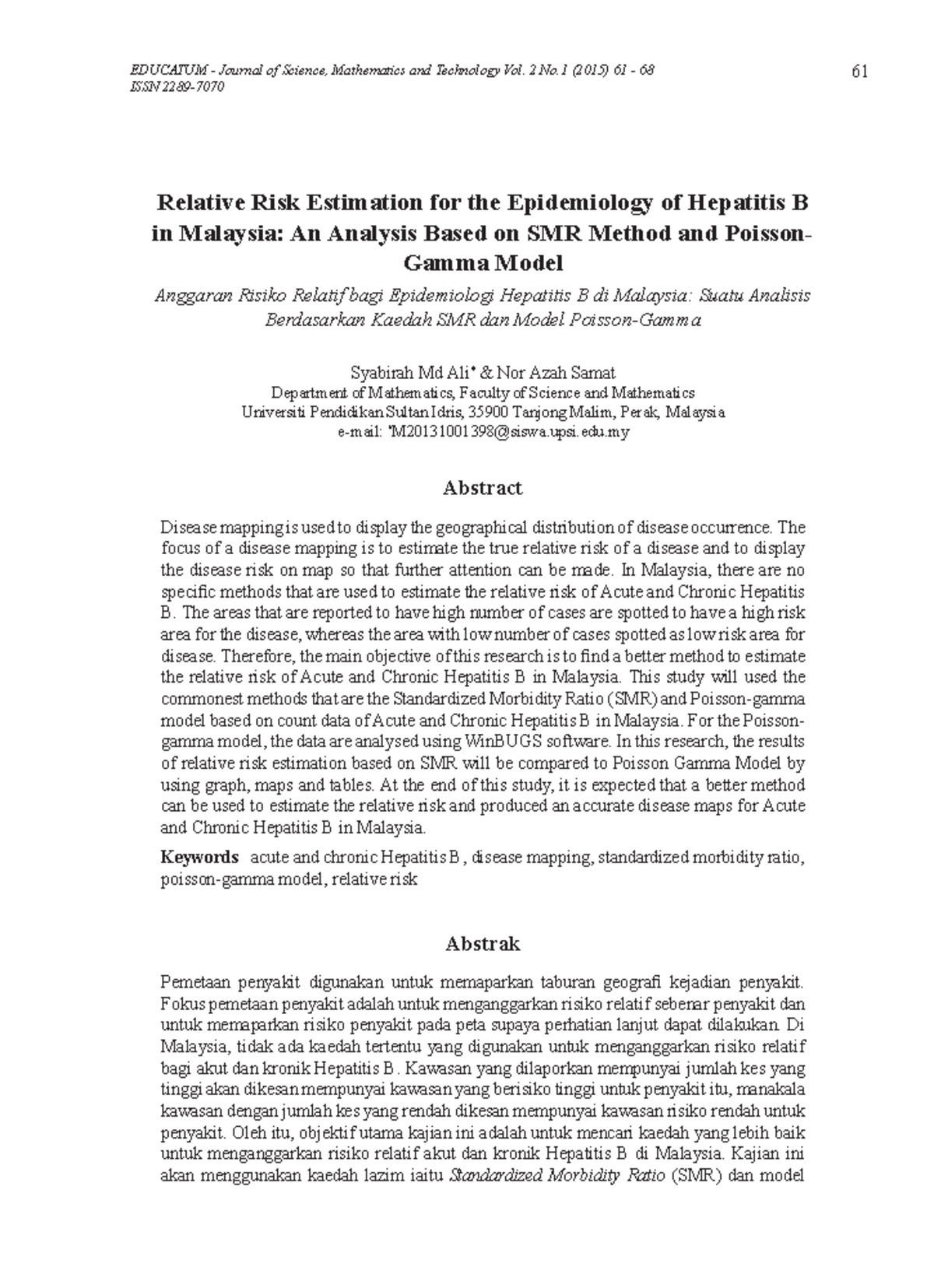 Relative Risk Estimation For The Epidemiology Of Hepatitis B In ...