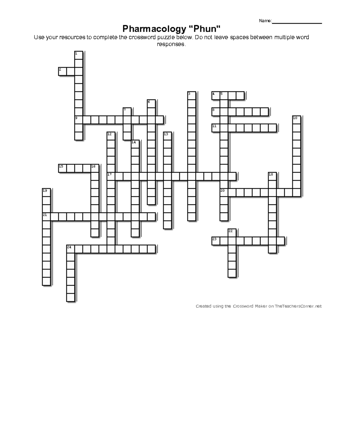 Pharmacology Crossword - Pharmacology 