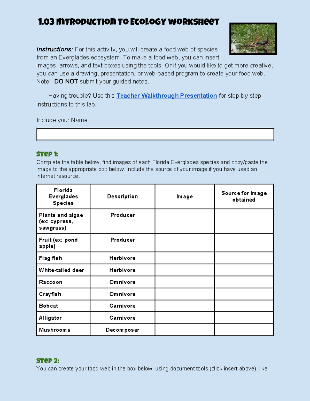 Copy Of 1.03 Introduction To Ecology Lab Report - 1 Introduction To ...