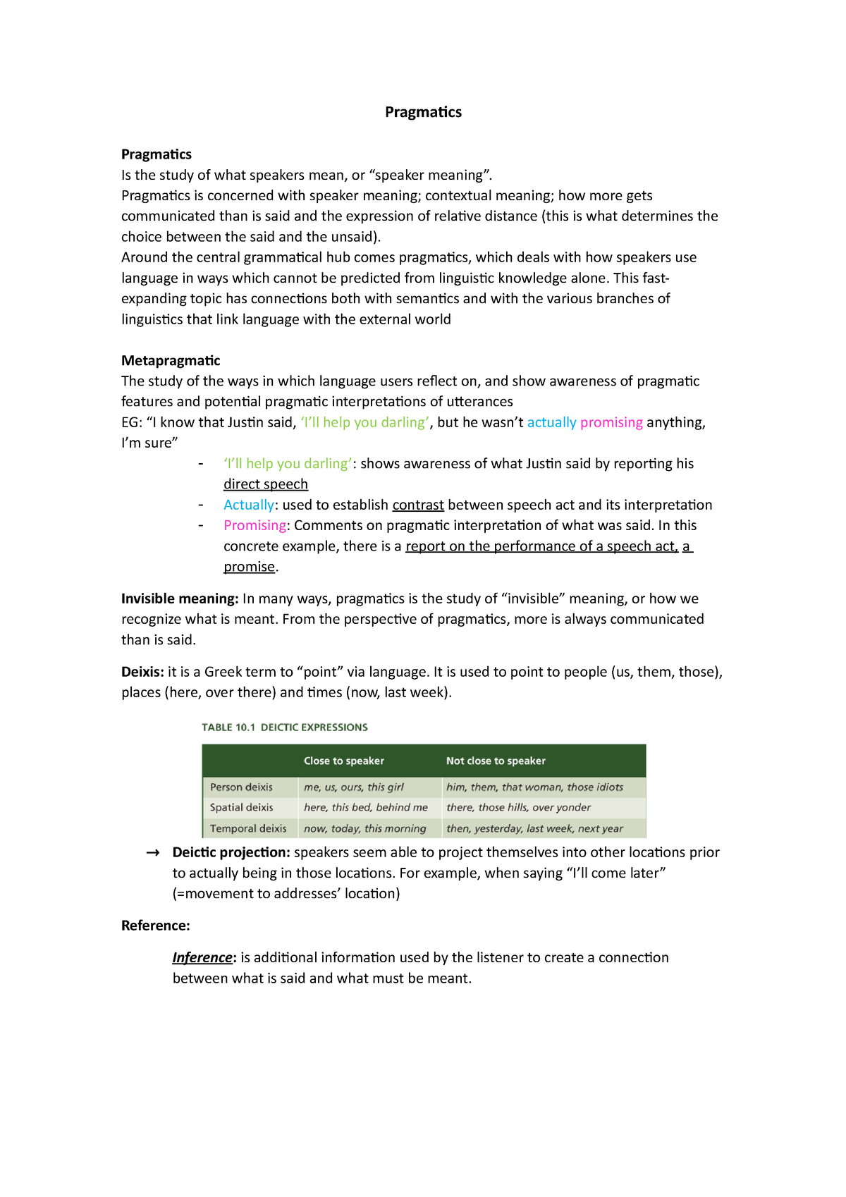 Pragmatics Resumo - Pragmatics Pragmatics Is The Study Of What Speakers ...