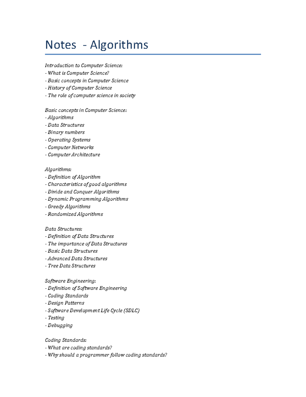 Lecture Notes - Algorithms - Notes - Algorithms Introduction To ...