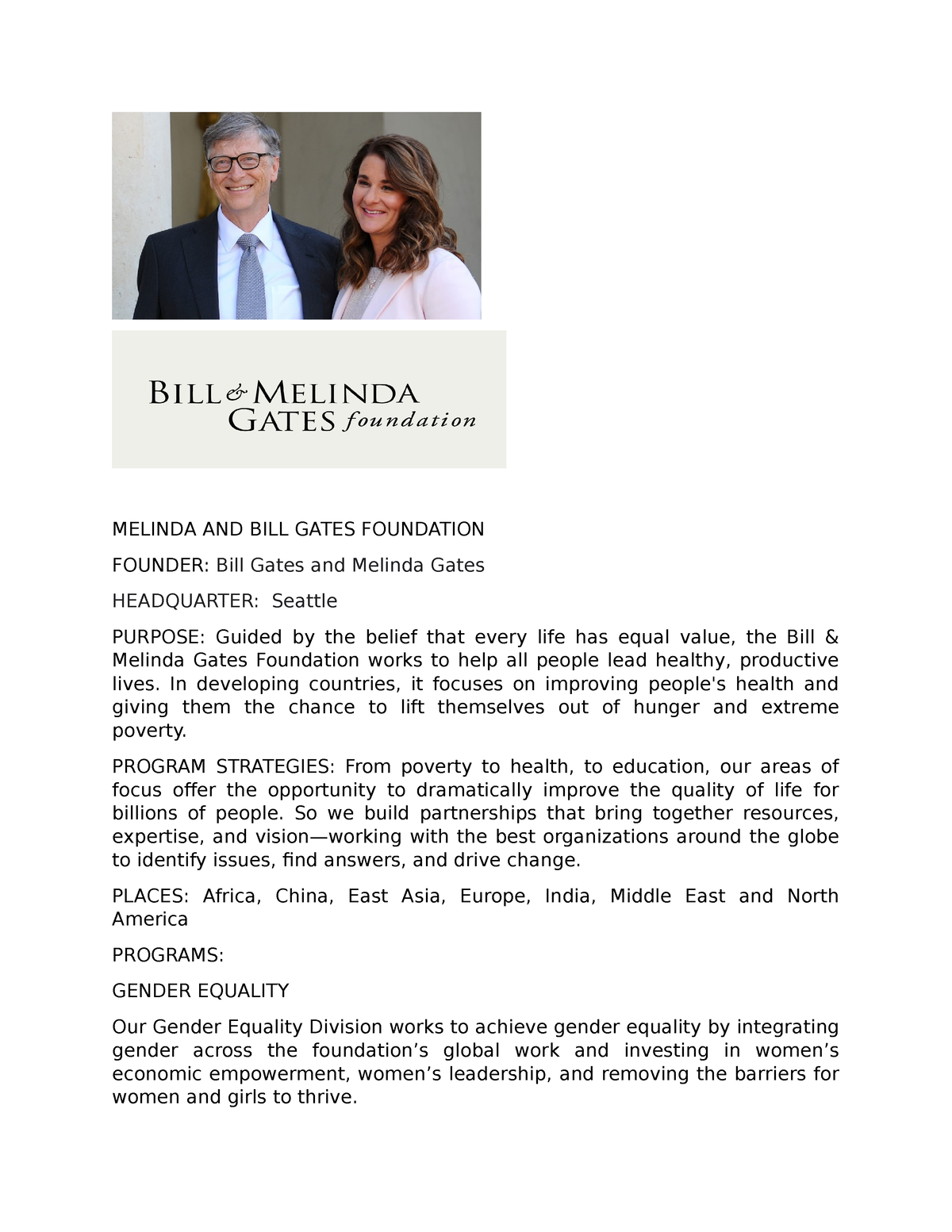 bill and melinda gates foundation essay