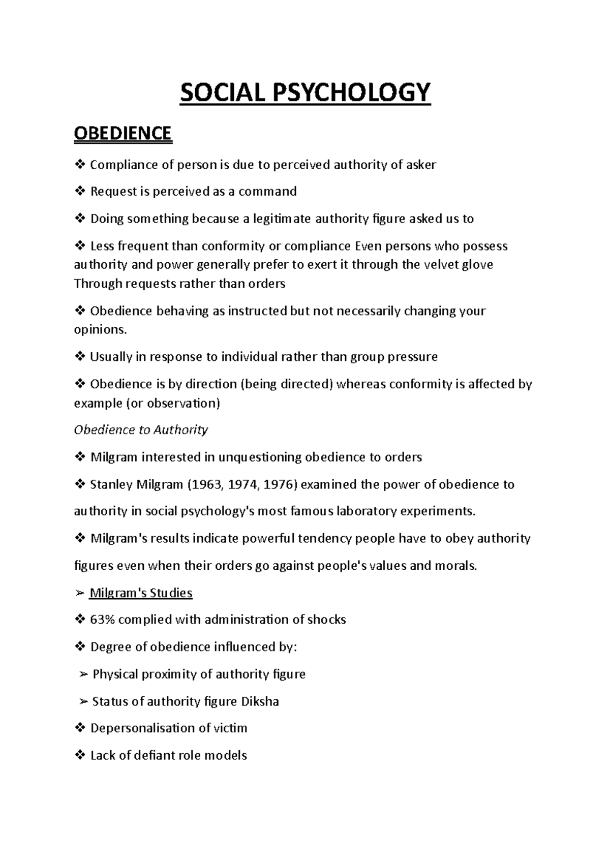 Obedience, Milgrams Famous Experiment of Obedience - SOCIAL PSYCHOLOGY ...