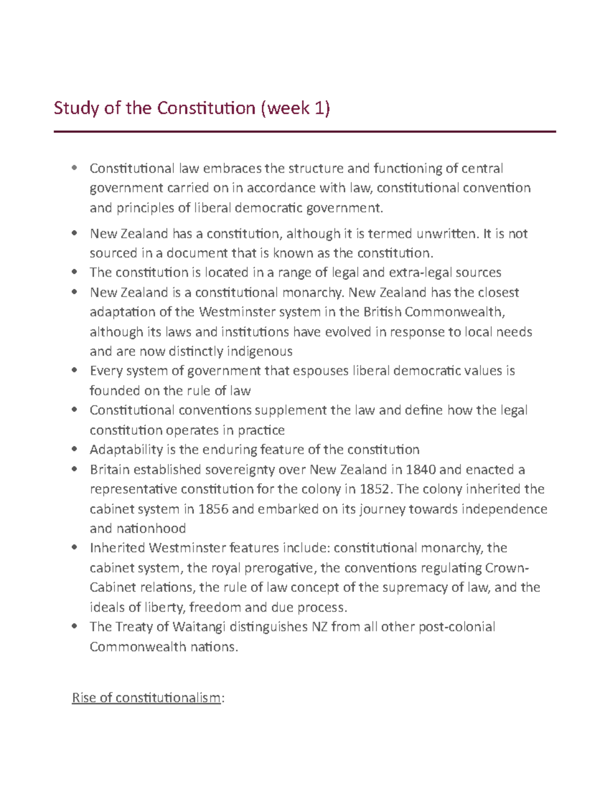 Constitutional EXAM Notes - Study of the Constitution (week 1 ...