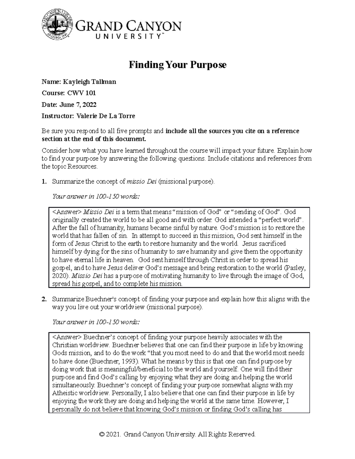 Finding Your Purpose Cwv 101 - 3v04nfs