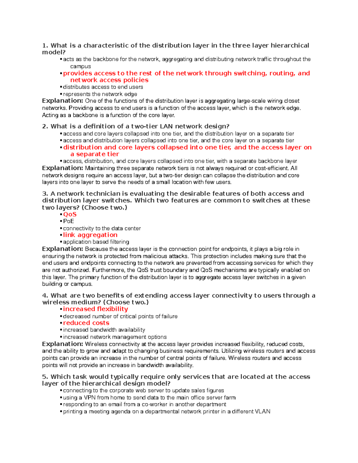 Chapter 22 Quiz – Enterprise Network Architecture (Answers) CCNPv 8 ...