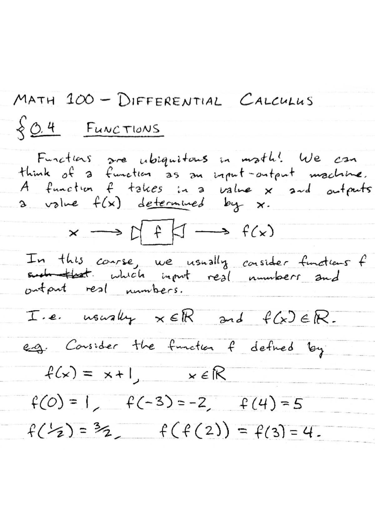 Differential calculus Notes MATH 100 Studocu