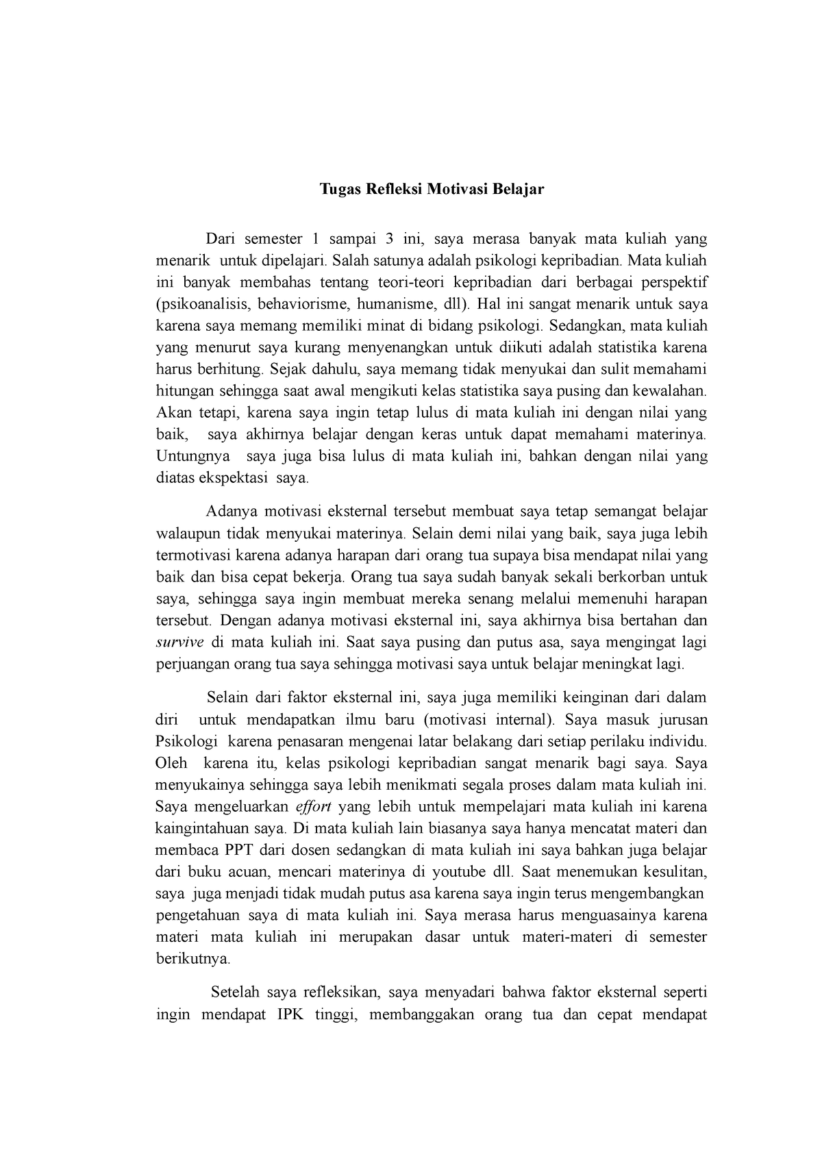 Refleksi Motivasi Diri - Tugas Refleksi Motivasi Belajar Dari Semester ...