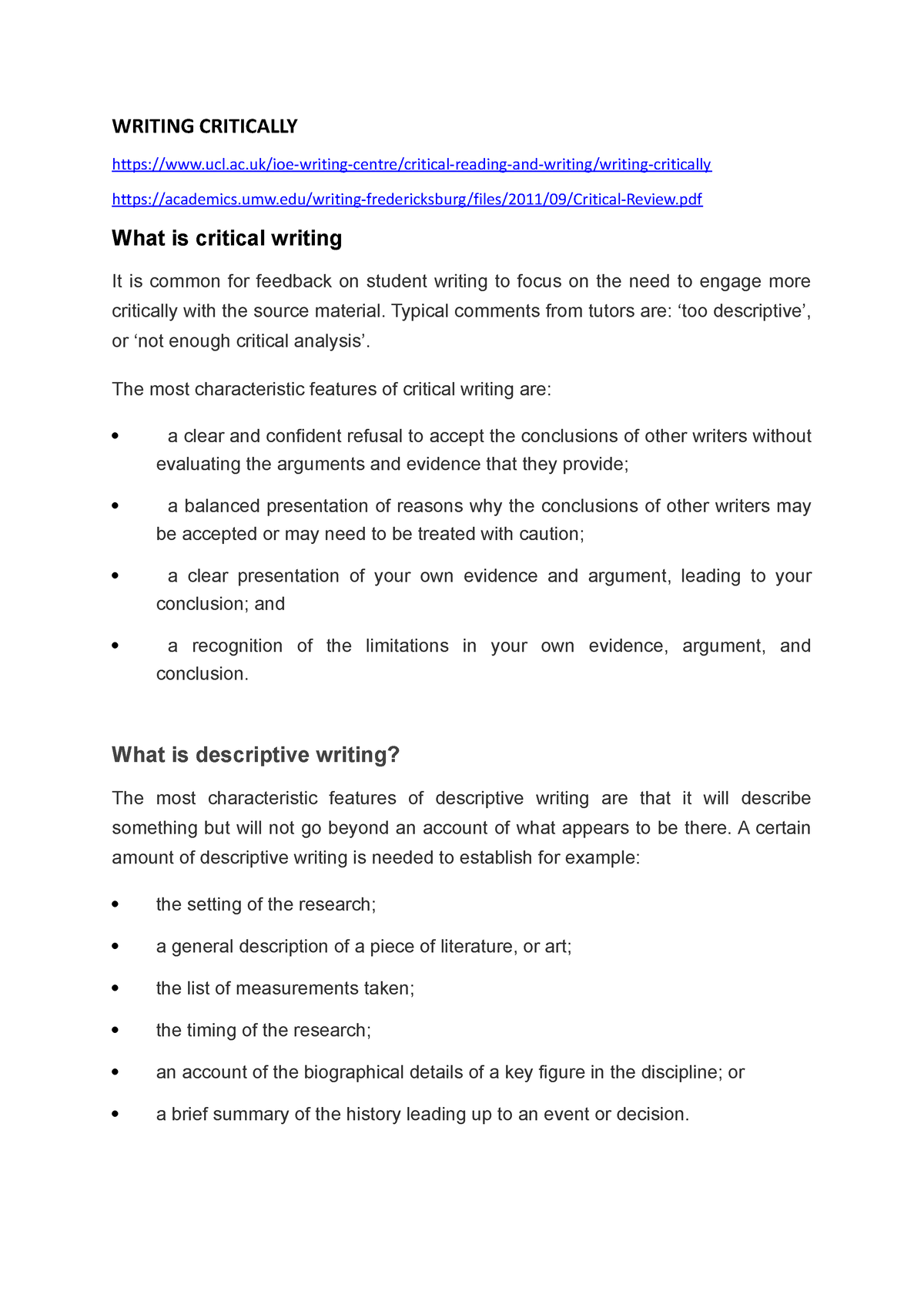 Writing Critically - WRITING CRITICALLY - Studocu