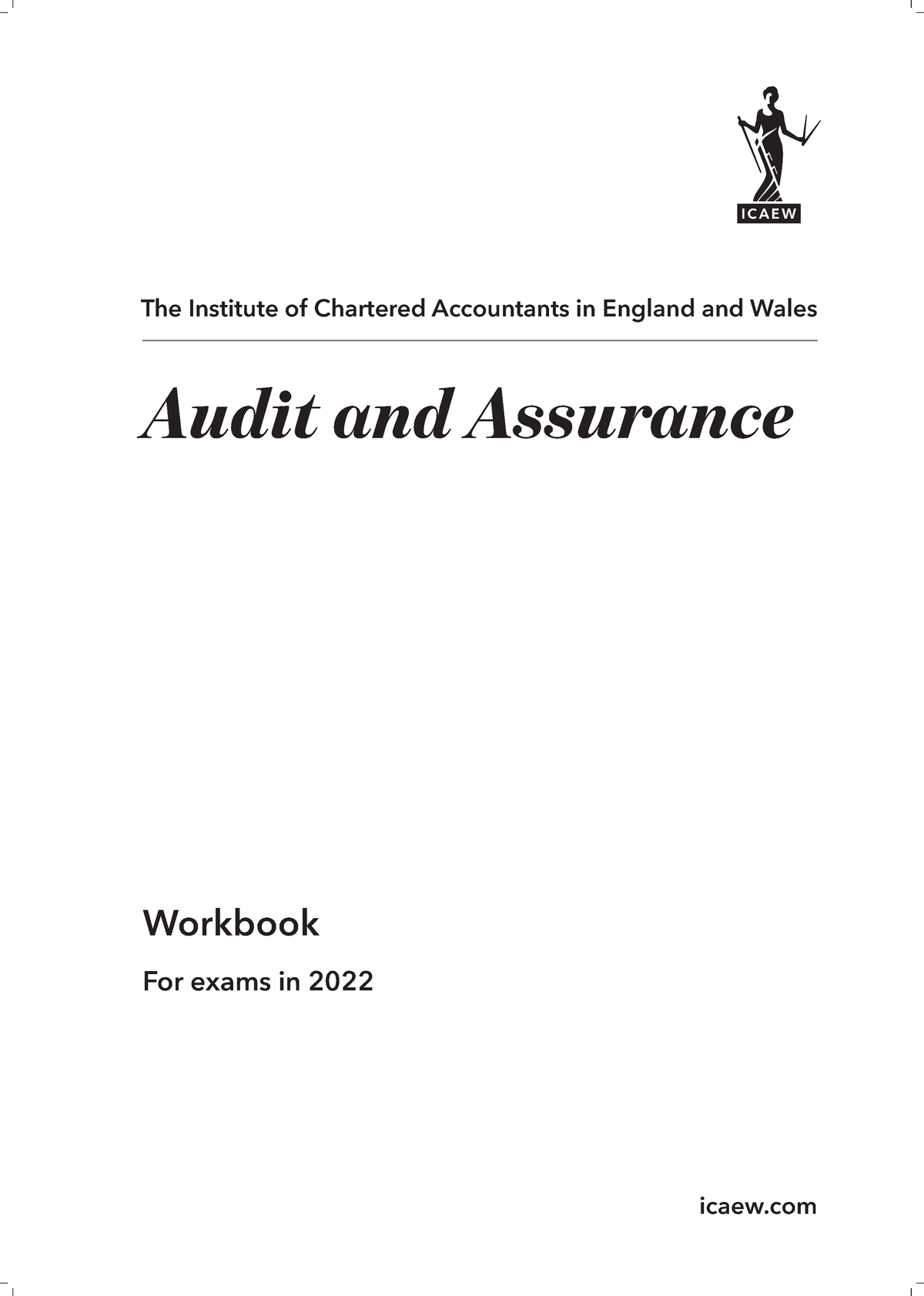 Audit and Assurance AA Workbook 2022 Sample - Audit and Assurance The ...