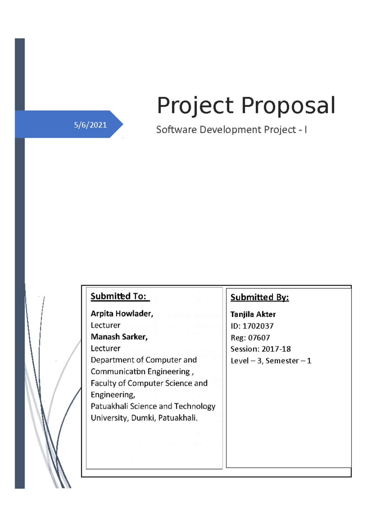 Software development project proposal 1 - ####### 5/6/ Project Proposal ...