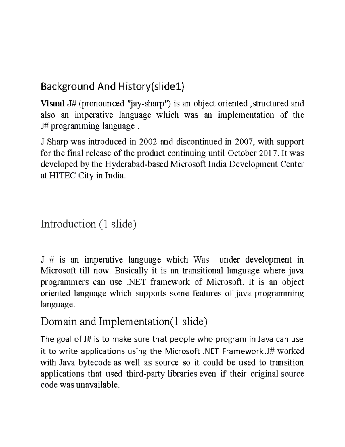 Jsharp Economics Background And History(slide1) Visual J