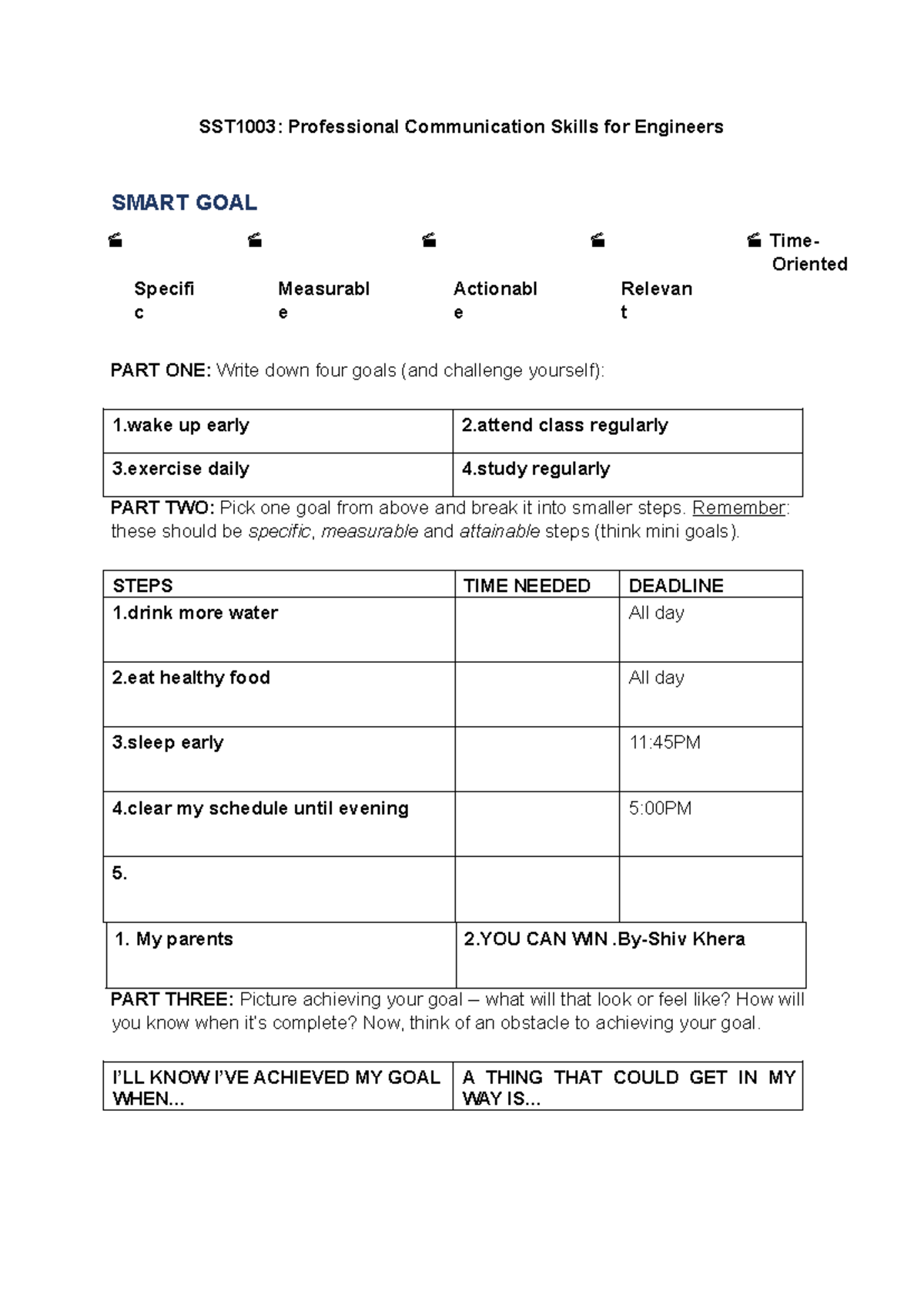 SST assignment - SST1003: Professional Communication Skills for ...