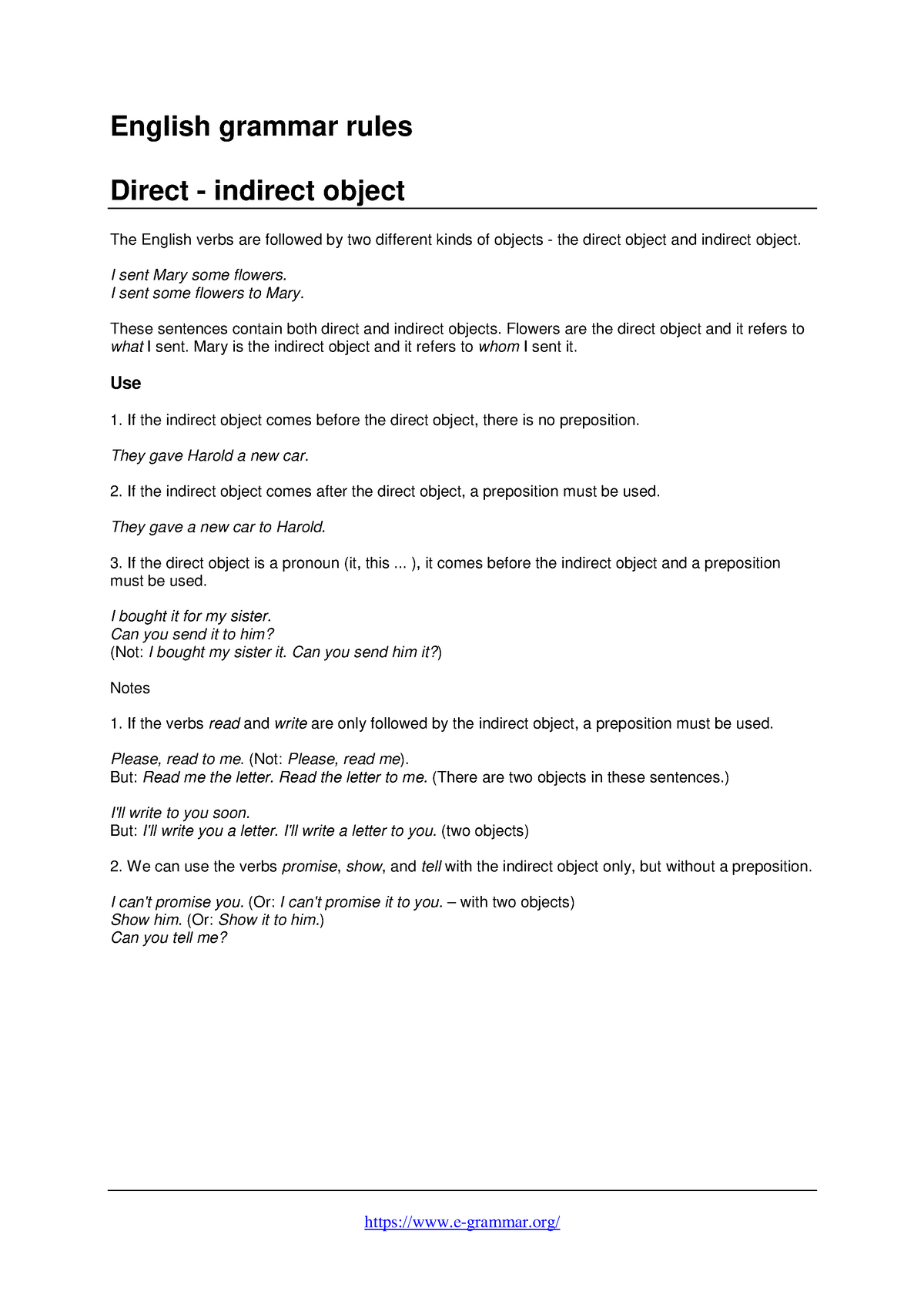 Direct-indirect-object - E-grammar/ English Grammar Rules Direct ...