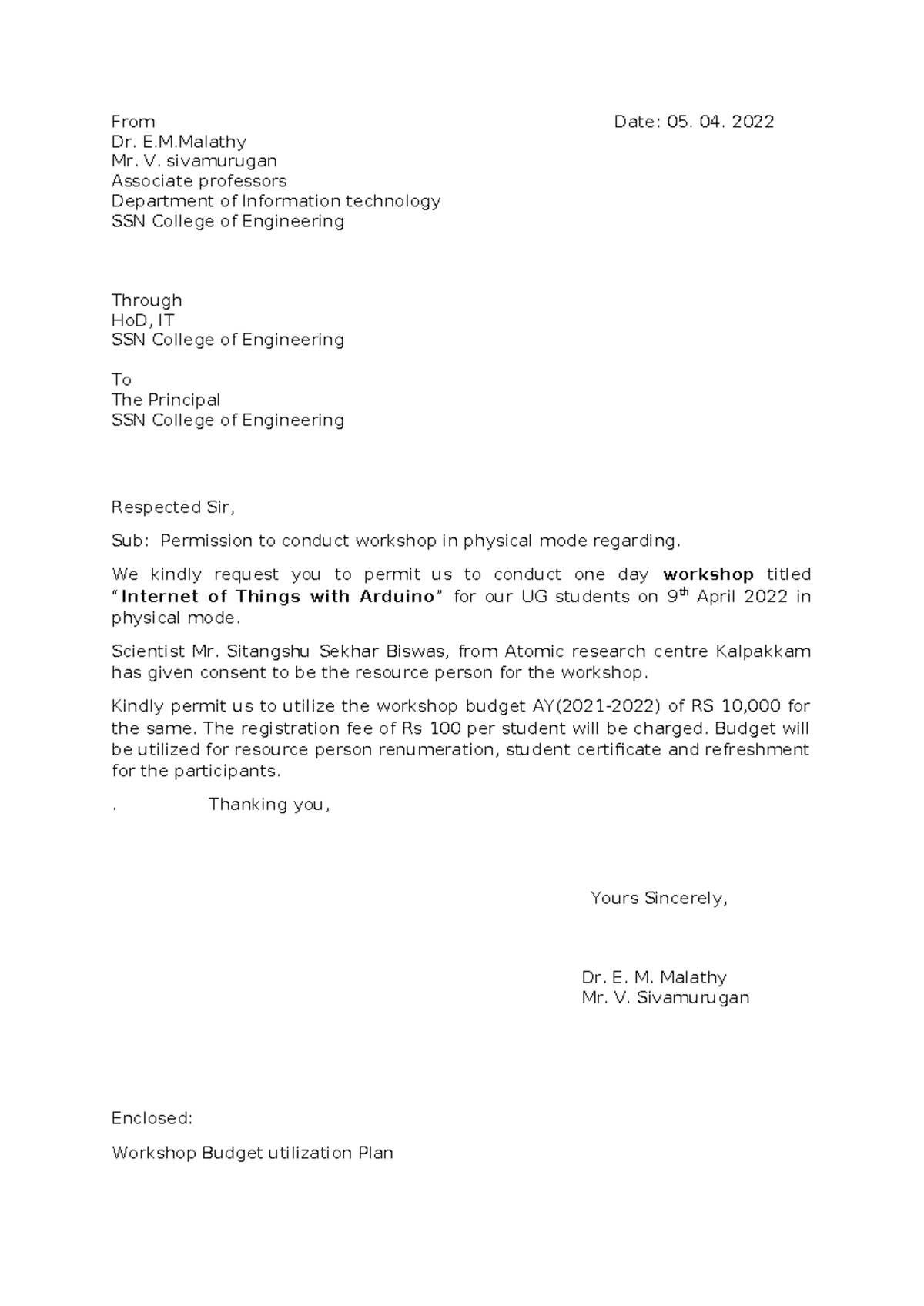 Letter- Iot - Summary Iot Data Analytics - From Date: 05. 04. 2022 Dr ...