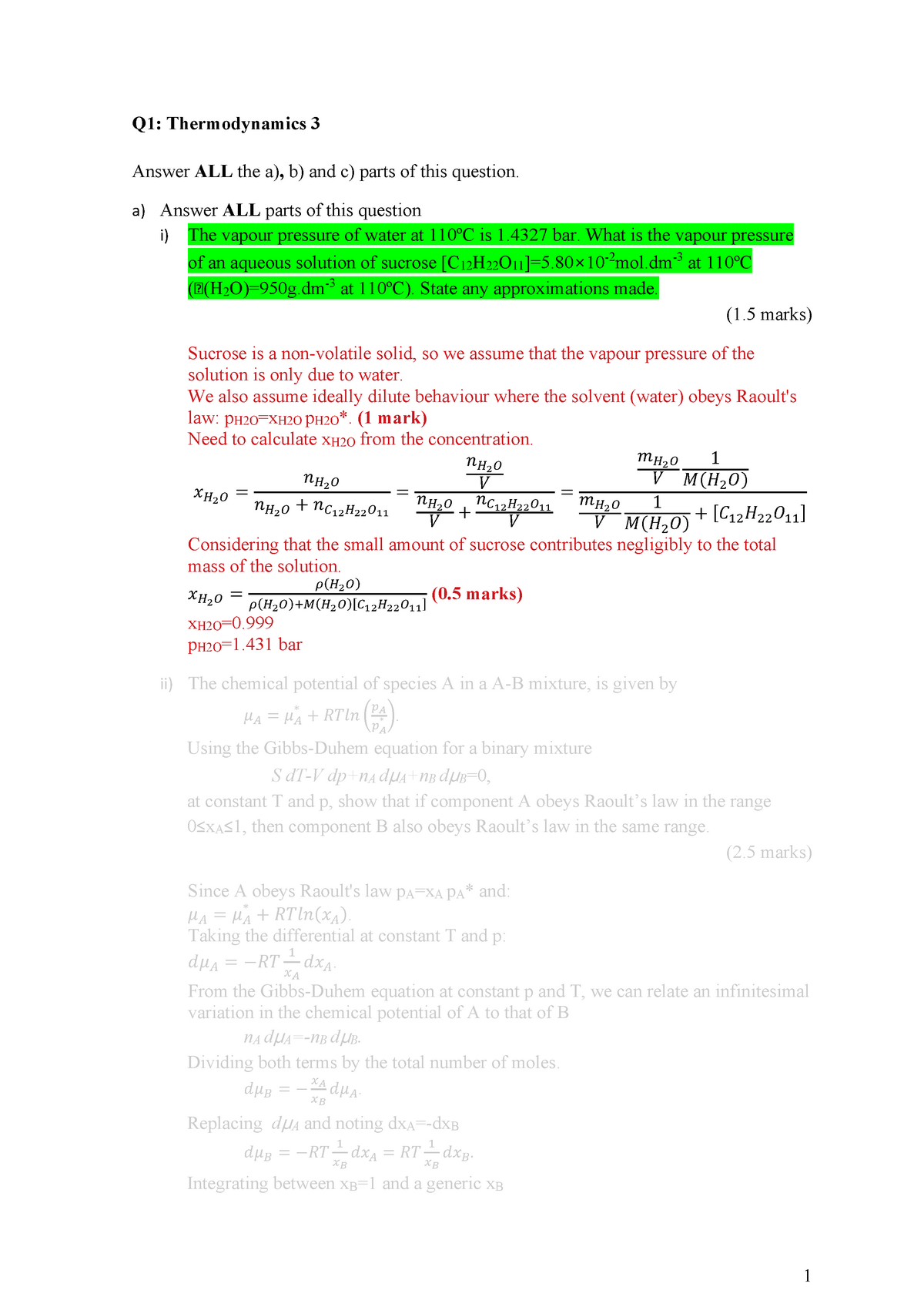 Solids Liquids Exam Answers 2020 - Q1: Thermodynamics 3 Answer ALL The ...