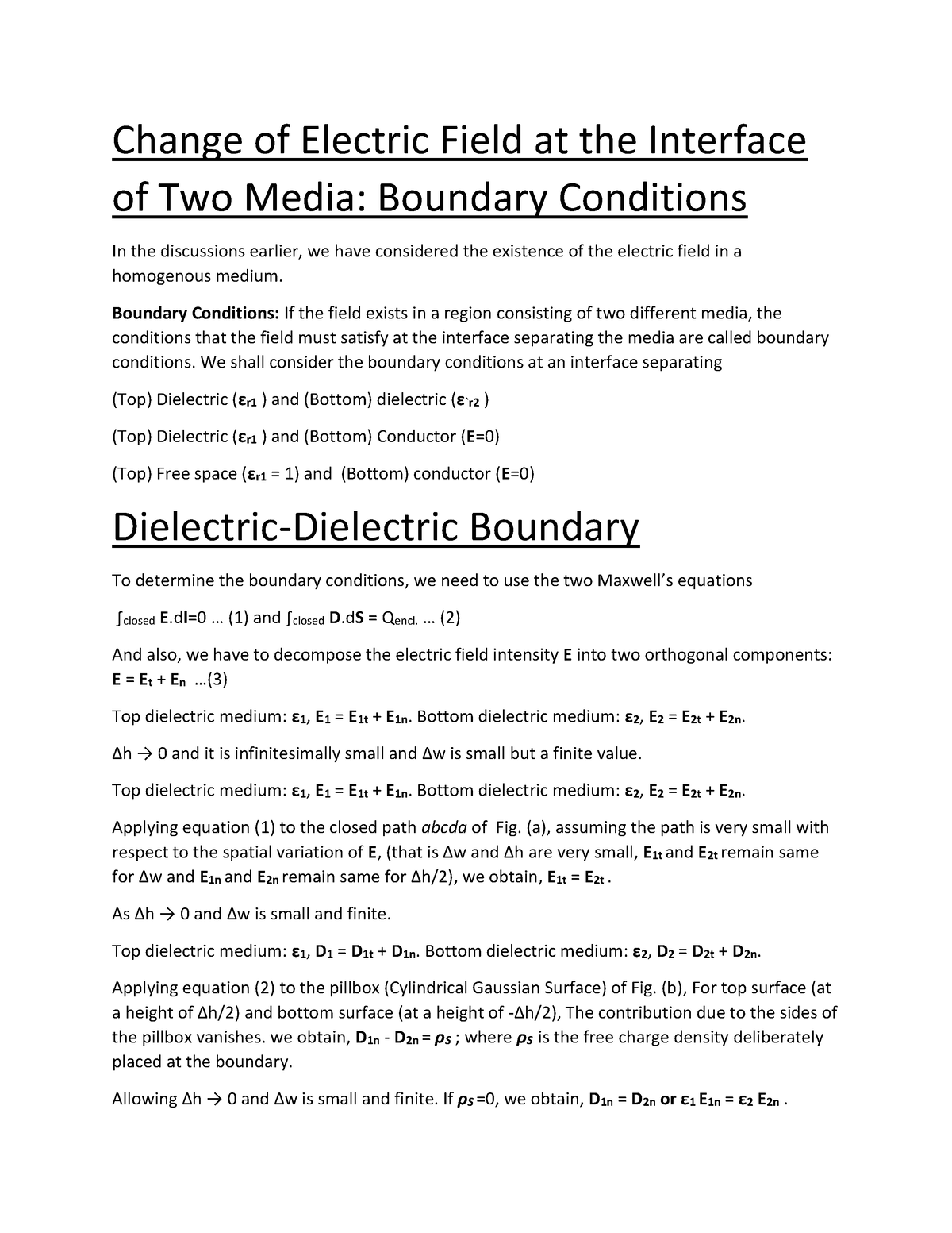 Boundary Conditions - Boundary Conditions: If The Field Exists In A ...